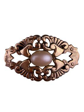 Ginnie Johansen Womens Gold Tone Metal Brooch W/ Faux Pearl Vintage Look